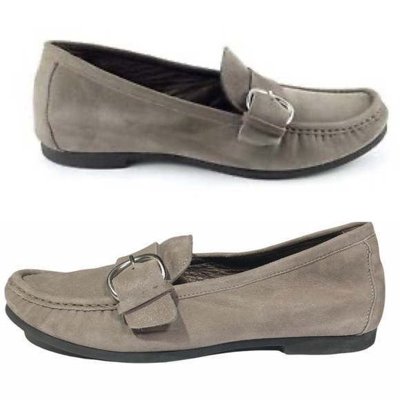 AGL Suede Buckle Loafers shiny Taupe 37 1/2 - Picture 1 of 10